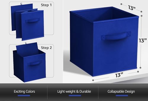 Sorbus Fabric Storage Cubes, 6-Pack Foldable Bins (13 Inch, Royal Blue) - Image 2