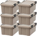 IRIS USA 6-Pack 19 Qt Storage Bins with Gasket Lids, Tan by IRISUSA