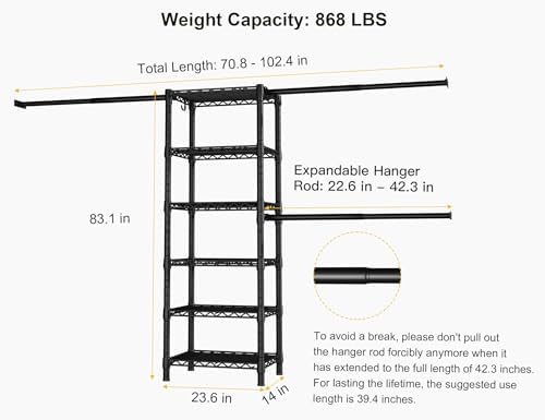 Ulif M5 Wall Mounted Clothes Garment Rack, Heavy Duty Closet Storage System - Image 6
