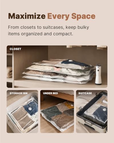 Vacbird Vacuum Seal Bags for Clothing, 16 Pack Vacuum Storage Bags with Rechargeable Cordless Air Pump(4J+4L+4M+4S), Space Saver Bags for Clothes Blanket Duvets Pillows Comforters Travel - Image 6