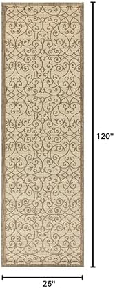 Eyely Filigree Weave Runner Rug 2X10 Beige/Brown, Indoor Outdoor Rug - Image 2