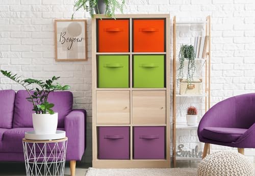 Sorbus 6-Pack Fabric Storage Cubes (13 Inch, Multi - Purple Green Orange) - Image 4