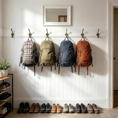Dseap Cast Iron Wall Hooks L=5”, Heavy Duty Coat Hooks, Rustic Vintage Farmhouse Hook for Hanging Winter Coats Jackets Towels Hats Bags Plants, Antique Black& Gold, Pack of 10 (VintageBold) - Image 6