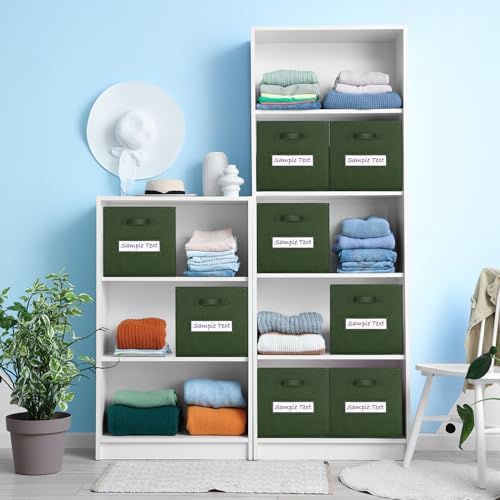 11x11 storage cube bins (Set of 10) Foldable Fabric storage cubes with 10 Labels Window Cards & a Pen,11 inch cube storage bin,Closet Organizers for Shelves,Cubby Organizer Boxes,Dark Green - Image 6