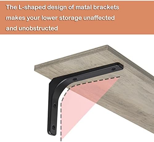 DINZI LVJ Long Wall Shelves, 39.4Inch Wooden Wall Mounted Shelves, Set of 2 - Image 4