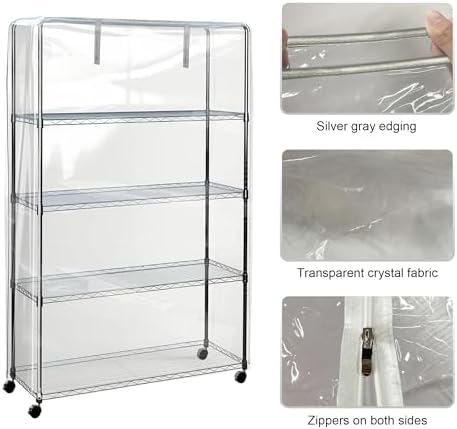 Clear PVC Wire Shelf Cover with Zipper Waterproof Dustproof 36x14x54 - Image 4