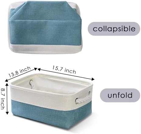 TcaFmac Organization and Storage Basket for Gifts Empty - 12x8x5.2 inch Small 6 Pack Collapsible Storage Basket for Organizing, Fabric Storage Bins for Toy Books Shelves(White & Green) - Image 6