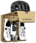 Stasdock Wall Bike Rack | Bike Storage Wall Mount System | For Race Bicycles (New Gold) and Mountain Bikes | Bike Shelf | Indoor bike wall bracket | Store your helmet and shoes | Home and Garage by Stasdock