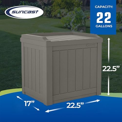 Suncast 22 Gallon Indoor or Outdoor Backyard Patio Small Storage Deck Box with Attractive Bench Seat and Reinforced Lid, Stone (4 Pack) - Image 3