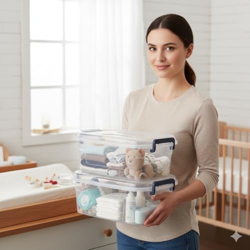Tribello Small Storage Bins with Lids, 6-Pack Stackable Plastic Containers for Home Organization – Clear Totes for Closet and Underbed Storage, 5 Quarts - Image 5