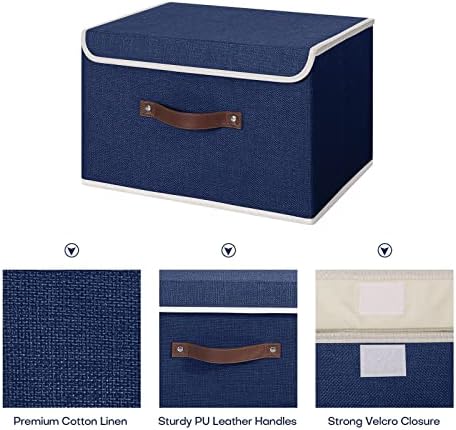 ANMINY Fabric Storage Box Bins with Lids, Blue, 15"x10"x10", 4 Pack - Image 3