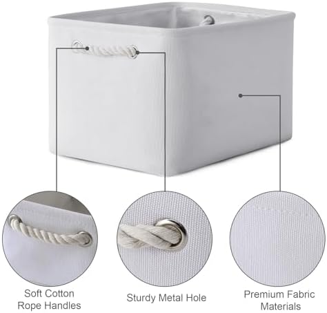 TheWarmHome Storage Basket for Shelves - 15.8x11.8x11.8 inch 3 Pack Fabric Storage Cubes, Collapsible Storage Bin for Organizing Organizer Closet Book Gift Dog(White) - Image 6