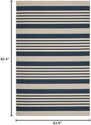 SAFAVIEH Courtyard Outdoor Area Rug 5'3"x7'7", Navy & Beige CY6062-268 - Image 2