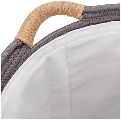 Seville Classics Premium Natural Handwoven Portable Laundry Bin Basket with Carrying Handles, Household Storage for Clothes, Linens, Sheets, Hamper with Liner, Gray - Image 5