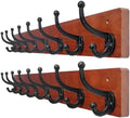 WEBI Rustic Coat Rack Wall Mount,35.43" Long 8 Cast Iron Coat Hooks Wall Mounted,Heavy Duty Wood Wall Coat Hanger Hooks for Hanging Coats,Jacket,Clothes,Backpack,Farmhouse,Cherry,2 Packs by WEBI