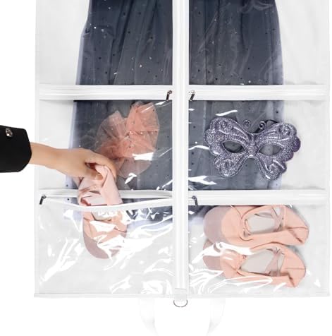 KEEGH 40 inch Clear Garment Bags for Dance Costumes, 6 Pack,White - Image 4
