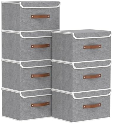 Yawinhe Collapsible Storage Bins,Grey,13.0x9.0x7.9in,7-Pack by Yawinhe