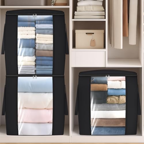 TasticTotes 120L Extra Large Blanket Clothes Storage Bags, Gray, 4 Pack - Image 7