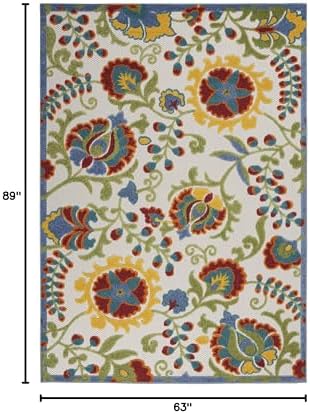 Nourison Home Aloha Ivory Multicolor 5'3" x 7'5" Area Rug - Easy Clean, Non Shedding, Bed Room, Living Room, Dining Room, Kitchen (5' x 8') - Image 2