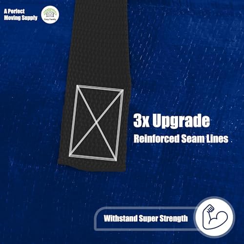 Cosy Family 12 Pack Heavy Duty Moving Bags with Backpack Straps - Strong Handles & Zippers, Storage Totes For Space Saving, Fold Flat, Alternative to Moving Box (X-Large-Set of 12, Blue) - Image 5