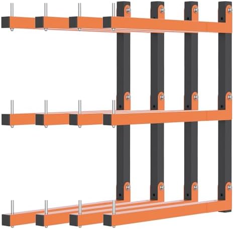 Riciakik Lumber Rack Wall Mount, Lumber Storage Rack, Heavy Duty Wood Storage Racks with 6-Level System, 720 lb Sturdy Garage Wood Organizer, Orange Lumber Metal Racks for Indoor and Outdoor (4 PACK) by Riciakik