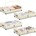 Yecaye 4 Pack Under Bed Storage with Wheels, Under Bed Storage Containers with Lids, Large Under Bed Rolling Storage with Clear Window & Label, Rolling Drawers for Clothes, Blankets, Books by Yecaye