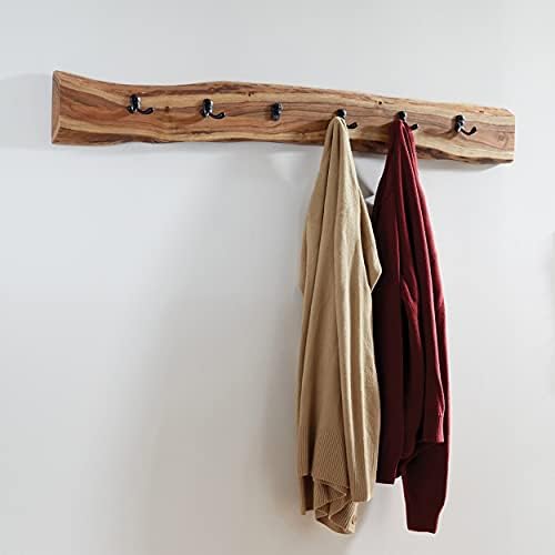 Alaterre Furniture Alpine Natural Live Edge Wood Coat Rack – 48 Inch Solid Wood Wall-Mounted Coat Hook with 6 Double Hooks – Modern Farmhouse Storage Organization for Entryway, Hallway, or Mudroom - Image 2