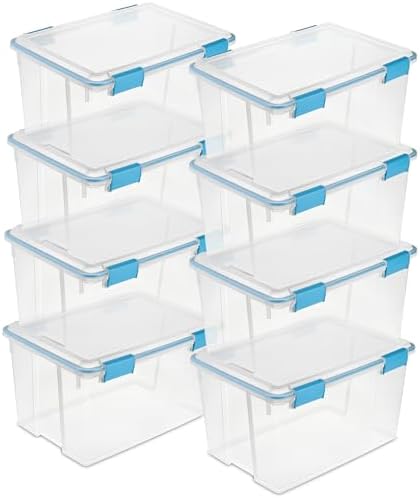 Sterilite Gasket Storage Box with Lids for Home & Office, 54 Quart, 8-Pack by Sterilite