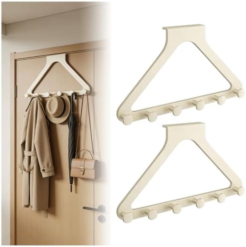 Fodeuxp Over the Door Hanger Organizer, Home Storage Hooks, Beige, 2 Pcs by Fodeuxp
