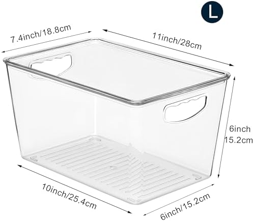 theaoo Large Clear Storage Bins with Lids, Stackable Containers, 6 Pack - Image 2