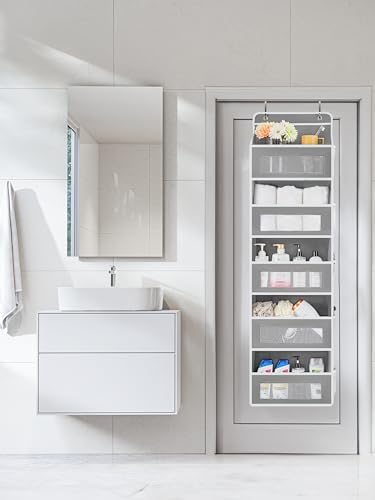 JARLINK Over the Door Organizer for Pantry, Bathroom, 5 Shelf Grey, 2 Pack - Image 2
