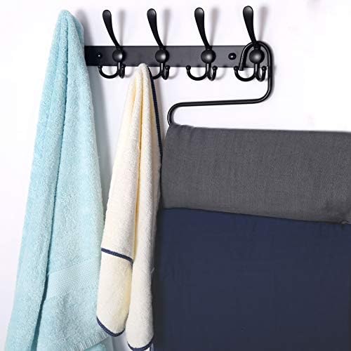 Dseap Coat Rack Wall Mounted - 5 Tri Hooks, Heavy Duty, Stainless Steel, Metal Coat Hook Rail for Coat Hat Towel Purse Robes Mudroom Bathroom Entryway (Black, 4 Packs) - Image 3