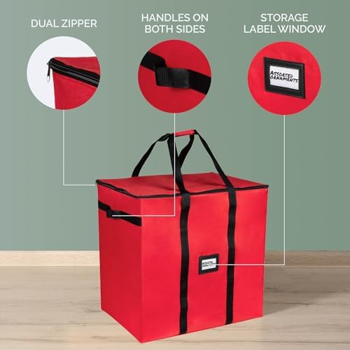 Christmas Extra Large Ornament Storage Container - Box Stores Up to 48 – 6” Ornaments – With 4 Individual Trays -Heavy Duty 600D Tear Resistant Material, Zippered, Adjustable Dividers. - Image 7