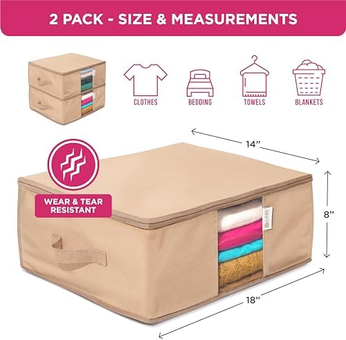 Cedar Clothes Storage Bag Organizer, Protects From Moths, Set of 2, Beige - Image 3