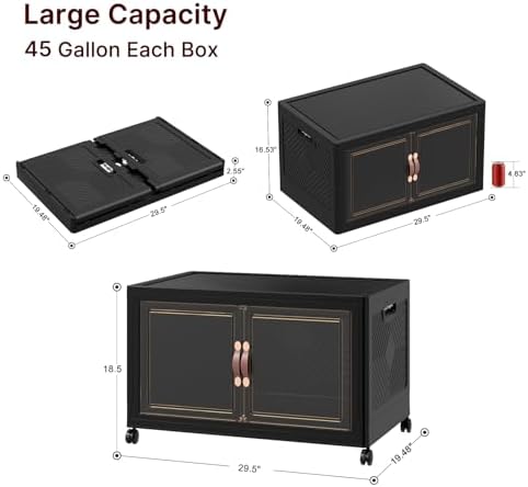 284QT Extra Large Stackable Storage Bins with Lids & Wheels & Door, - Image 2
