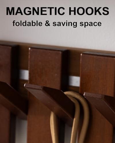 Wooden Coat Rack Wall Mount with Shelf, Heavy Duty Entryway Organizer with 6 Hooks,Coat Hooks Hanger for Coats, Hats, Bags & Towels, Walnut Wall Hanger for Hallway, Bedroom, Kitchen (6 Hooks) - Image 3