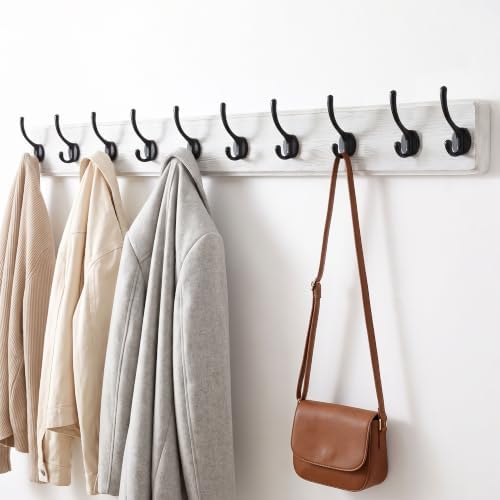 WEBI Coat Rack Wall Mount,38 9/16" Long,10 Hooks,Coat Hooks Wall Mounted Large Coat Hanger Wall Hooks for Hanging Coats,Clothes,Jacket,Hats,Entryway,Black/White - Image 5