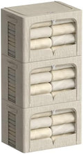 FHSQX 3 Pack Clothes Storage Bins, Beige, 16.5x12.2x12.2inch(40L) by FHSQX