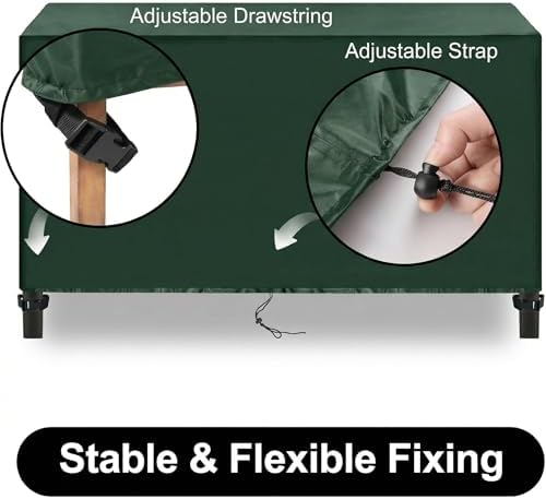 UPGRADE Outdoor Furniture Covers, Custom Size 56"(L) x 28"(W) x 32"(H) Rectangular Patio Table and Chair Waterproof Covers, Heavy Duty 420D, Green - Image 3