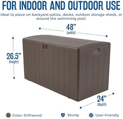 Plastic Development Group Outdoor Storage Deck Box, Standard Close, 105 Gallon, Driftwood - Image 2
