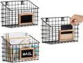 MyGift 10 Inch Wall Mounted Matte Black Metal Wire Storage Baskets with Chalkboard Labels, Small Hanging Organizer Bins for Home Entryway Kitchen Pantry Closet, Set of 3 by MyGiftHome