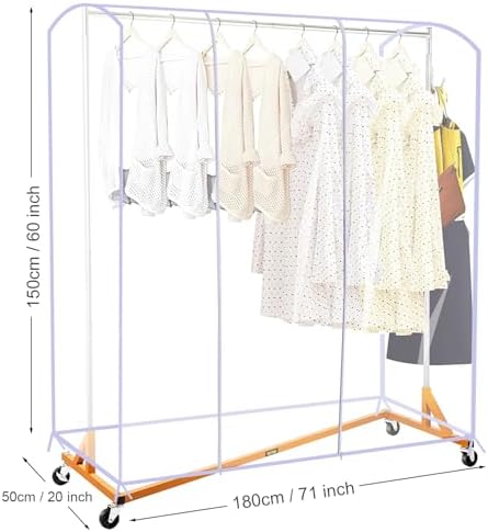 Ruibo Clear Garment Rack Cover Dustproof Clothes Rack Cover with 2 Durable Zipper/Clothing Waterproof Protector (L:71x20x60 inch) (Pack of 3) - Image 4