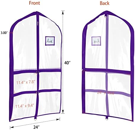 Univivi 40 Inch Dance Costume Garment Bag for Dancers, Clear Purple, 6 Pack - Image 2