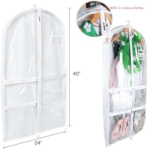 Syeeiex 40 Inch Clear Dance Costume Garment Bag, White, 5 Pack - Image 6