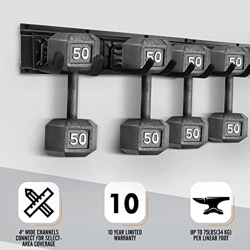 SMARTOLOGY Modular Heavy-Duty Steel Garage Tool Storage Rack - 150 lbs Weight Capacity Weather-resistant Powder-Coated Wall Mount Organizer for Shovels, Rakes, Ladders & Landscaping Equipment - Image 4