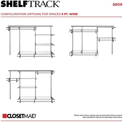ClosetMaid ShelfTrack Wire Closet Organizer System, Adjustable from 5 to 8 Ft., With Shelves, Clothes Rods, Hardware, Durable Steel, Satin Chrome - Image 4