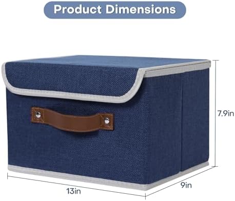 ANMINY Fabric Storage Box Bins with Lids, Blue, 13"x9"x7.9", 4 Pack - Image 5