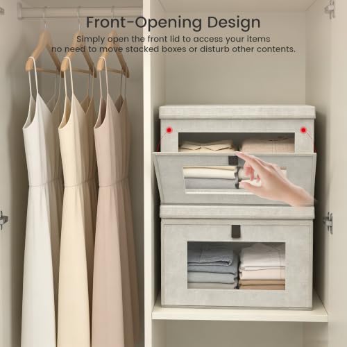 Magnetic Front Opening Fabric Storage Bins with Lids, 15x9.8x9.8in 4Pack - Image 4