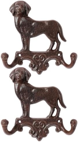 Wall Mounted Hooks 2 Cast Iron Hooks Dog Leash Holder for Wall Vintage Towel Hook Old Farmhouse Sculpture Home Decor by Ausing