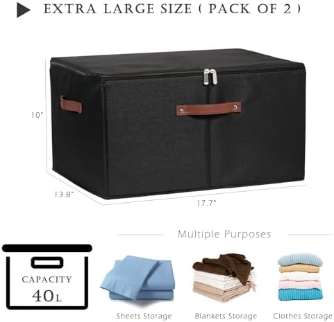 2PCS Storage Bins with Zipper Lids Decorative Lidded Basket Box - Image 3